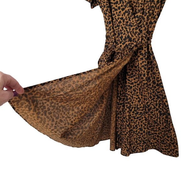 Madewell Flutter-Sleeve Wrap Mini Dress in Painted Leopard Womens Size XXS - Picture 5 of 7